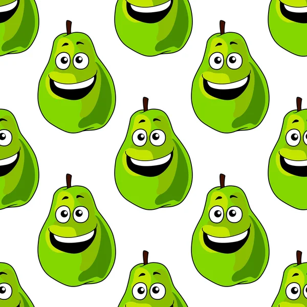 Seamless pattern of happy green pears — Stok Vektör