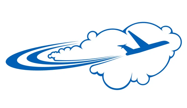 Avión volando a través de nubes — Vector de stock