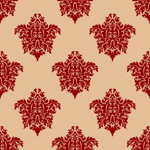 Ornate maroon damask style seamless pattern — Stock Vector