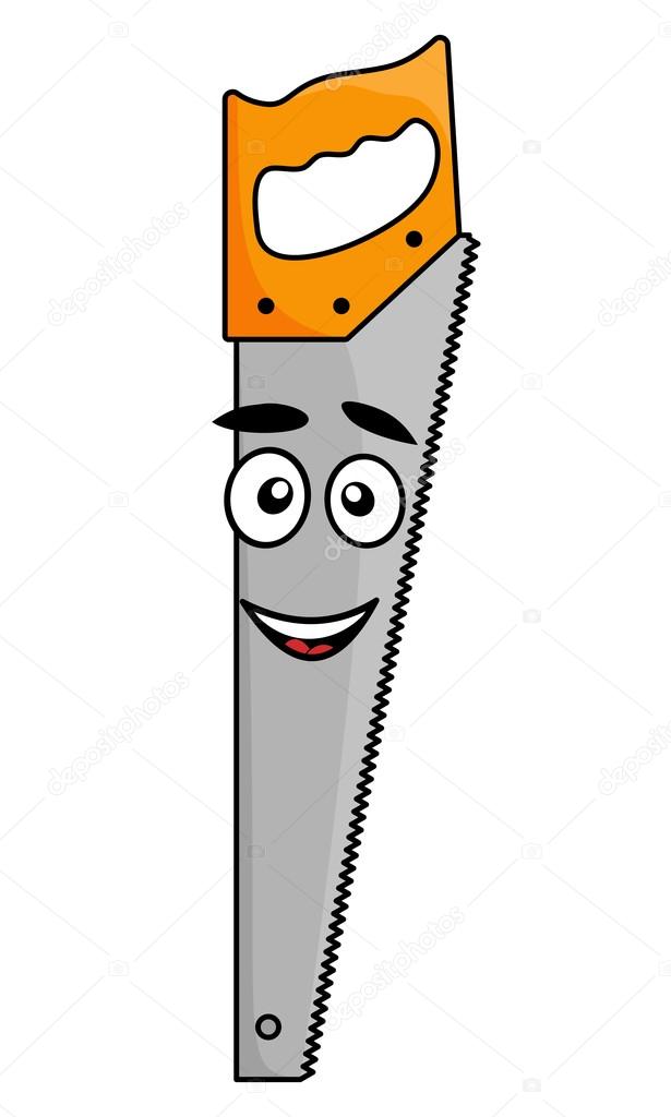 Cartoon handsaw with a smiling face