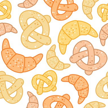 simit ve kruvasan Dikişsiz desen