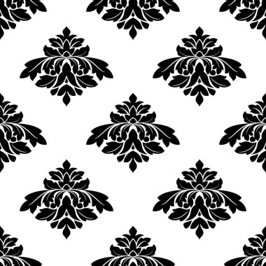 Dikişsiz siyah beyaz damask tarzı desen
