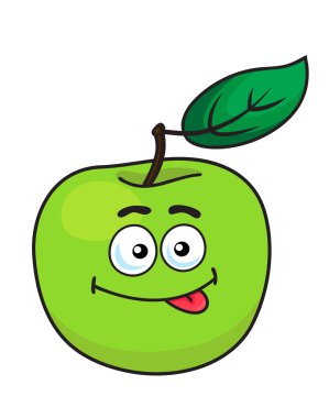 goofy ifade ile elma yeşil çizgi film