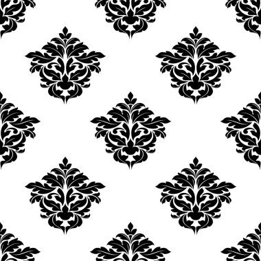 siyah beyaz foliate motifi seamless modeli