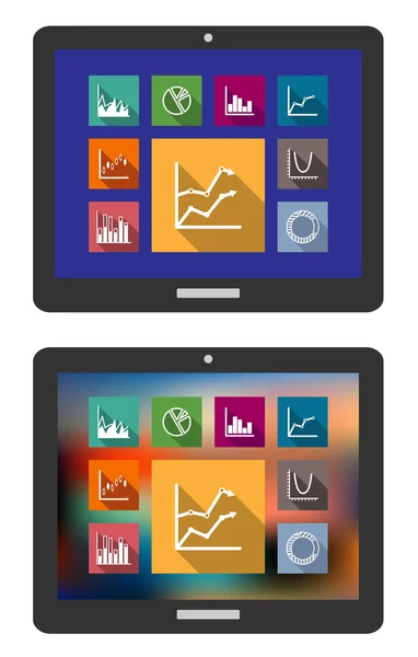 Graphs and charts on a tablet computer — Stock Vector