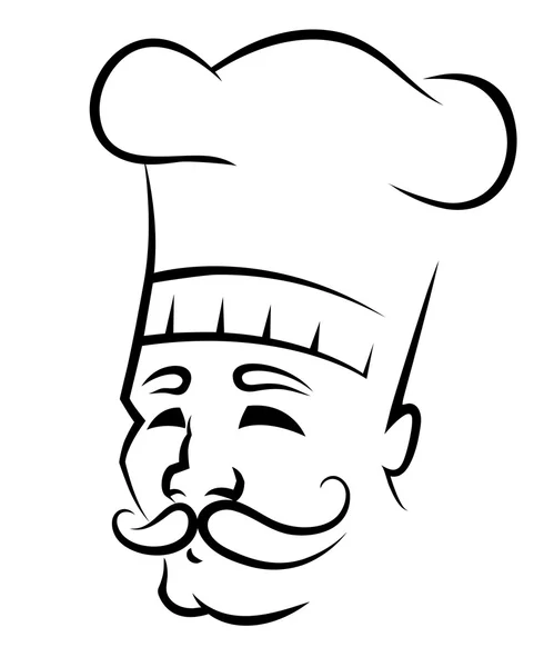 一个留着小胡子的厨师的剪影 — 图库矢量图片