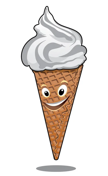 Caricature vanille glace cône — Image vectorielle