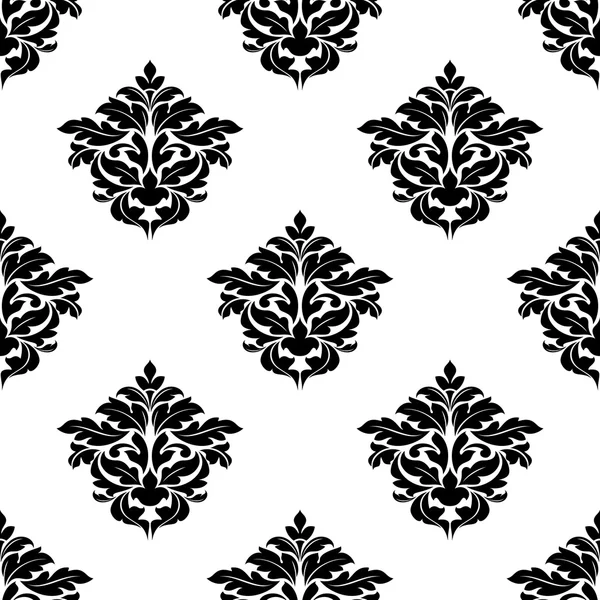 Siyah beyaz foliate motifi seamless modeli — Stok Vektör
