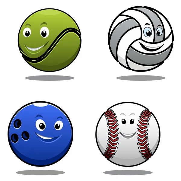 Set van vier cartoonl sport ballen — Stockvector