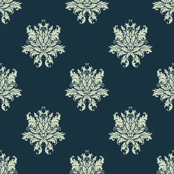 華やかな花のダマスク織スタイルのシームレスなパターン — ストックベクタ
