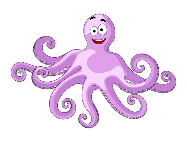 Cute cheerful cartoon octopus — Stock Vector