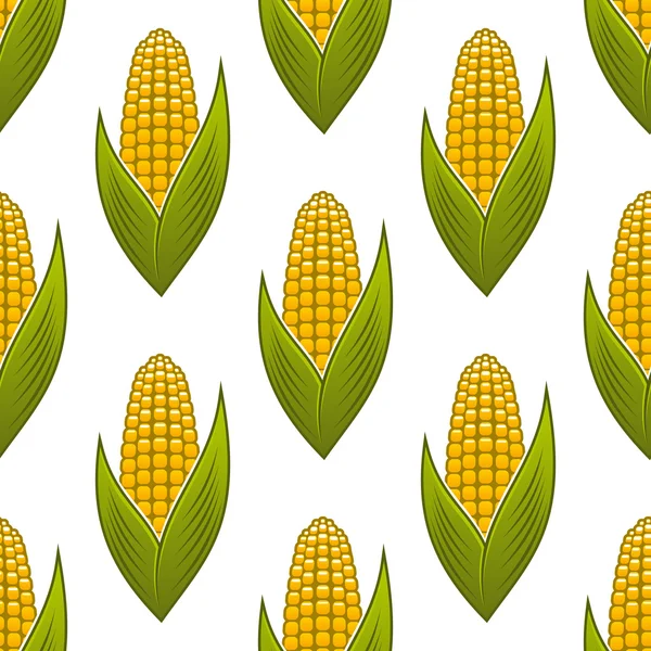 Бесшовный рисунок спелой золотой кукурузы на початках — стоковый вектор