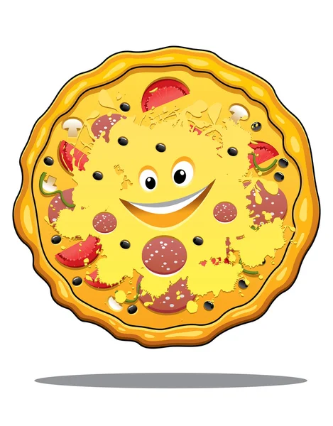 Pizza au pepperoni de dessin animé — Image vectorielle