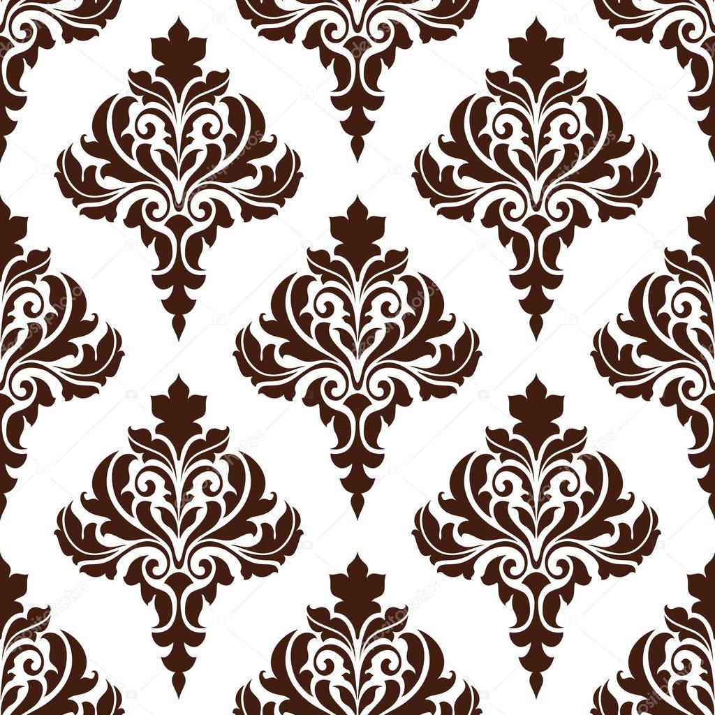 Brown damask seamless pattern background