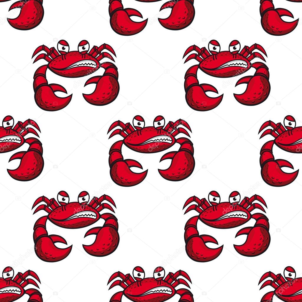 Seamless pattern of angry red crab
