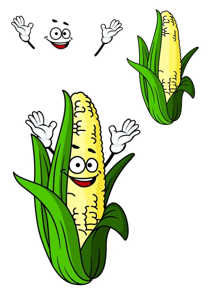 Gelukkig maïs op de kolf met een grote glimlach — Stockvector