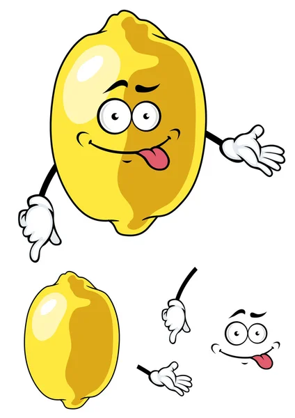 Cartoon happy smiling yellow lemon fruit — Stock Vector