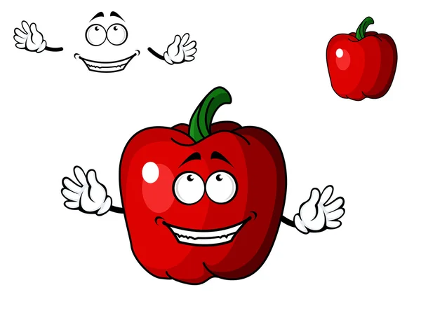 Happy red cartoon sweet bell pepper vegetable — Stock Vector