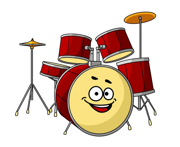 Bir büyük mutlu smile gülüyor sahip drum set — Stok Vektör