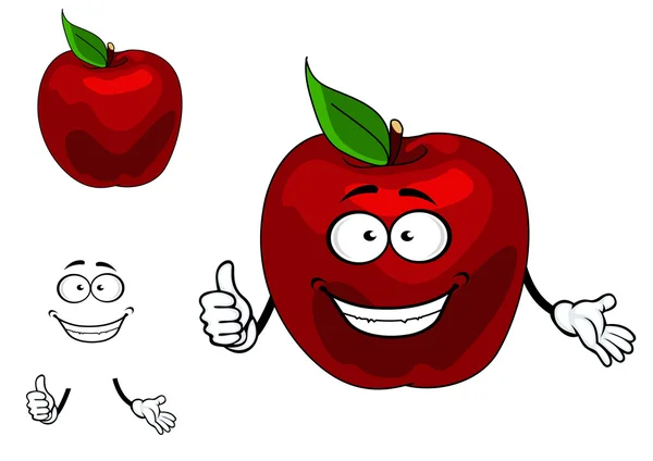 Happy red cartoon apple fruit — Stock Vector