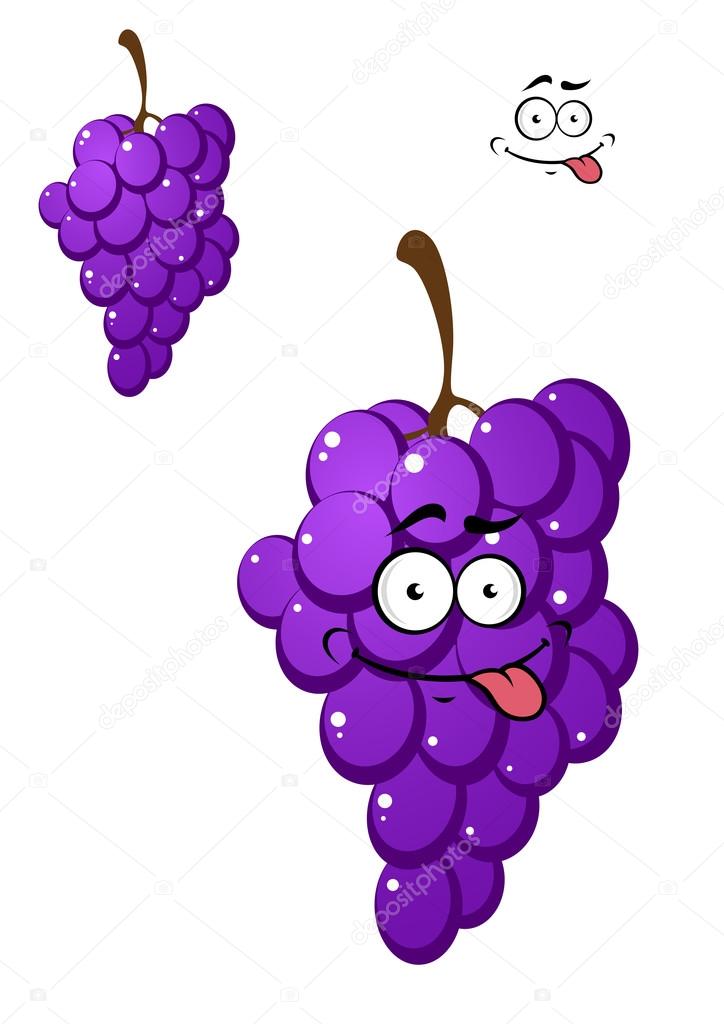 Happy funny bunch of fresh purple grapes