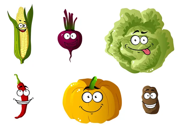 Maíz, pimienta, calabaza, col y patata — Vector de stock