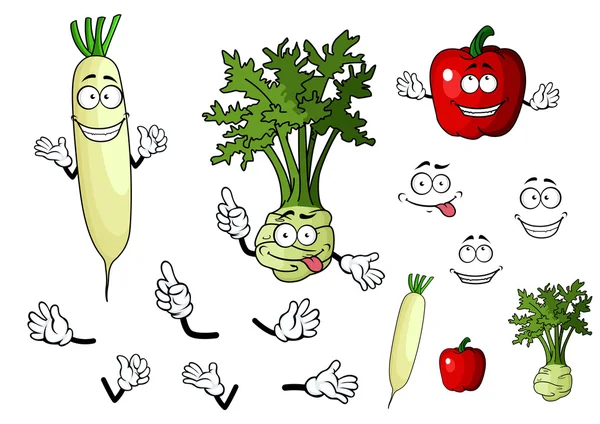 Rova, rädisor och paprika grönsaker — Stock vektor