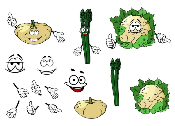 Karfiol, cukkini, spenót zöldség — Stock Vector
