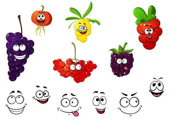 Fresh cartoon berries set — Stock Vector