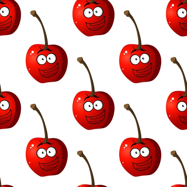 Seamless pattern of cartoon cherries — Stock Vector