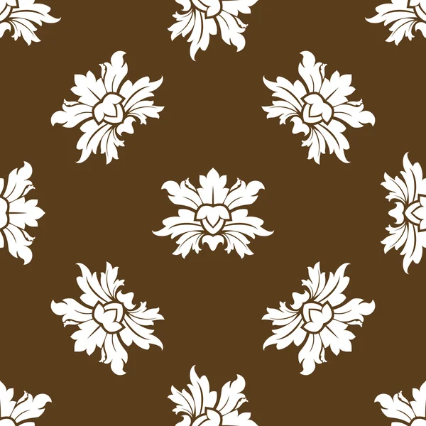 Braunes nahtloses Blumenmuster mit stilisierten Blumen — Stockvektor
