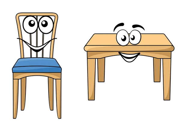 Furnitur kayu kartun yang lucu - Stok Vektor