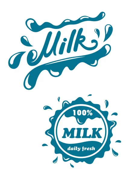 Símbolos lácteos frescos — Vector de stock