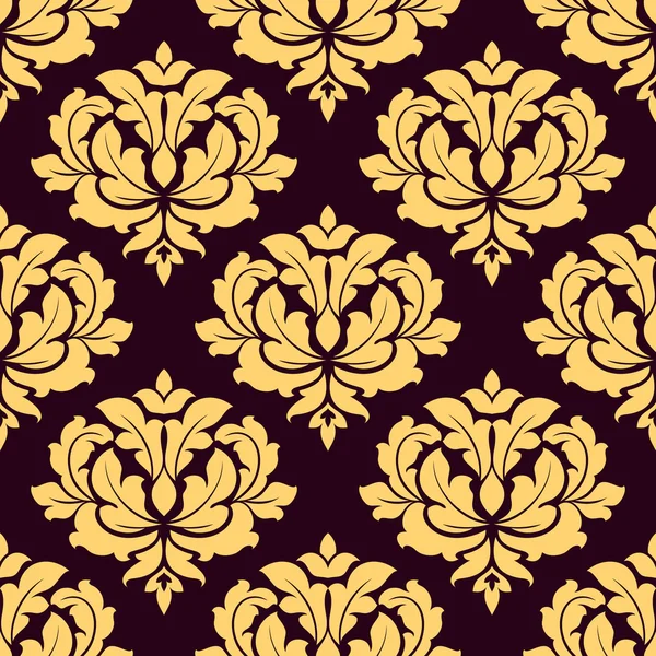 Pretty gold and brown seamless damask pattern — Stock Vector