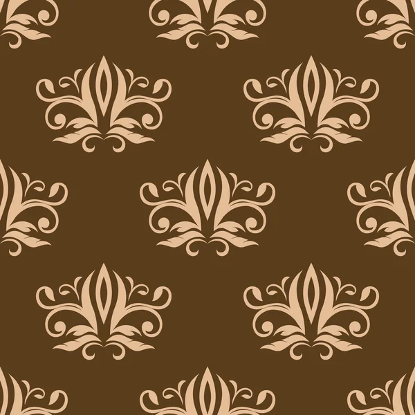 Patrón arabesco sin costura marrón y beige — Vector de stock