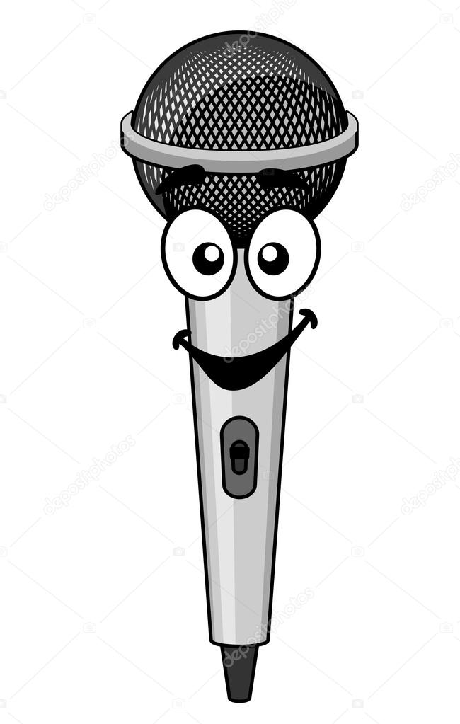 Smiling cartoon microphone