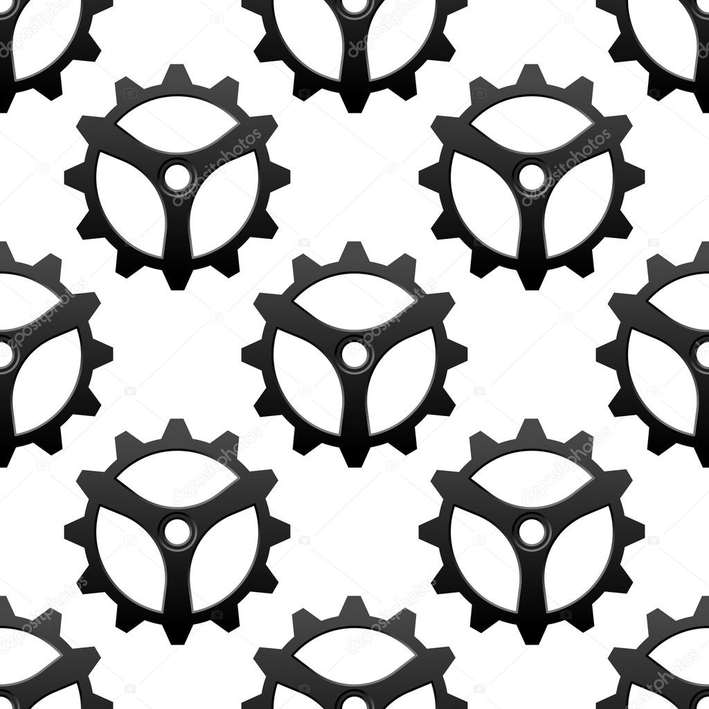 Seamless pattern of toothed gear wheels