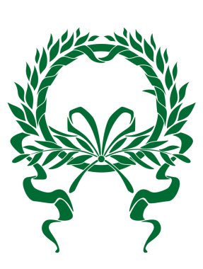 dolambaçlı bir kurdele ile dairesel foliate çelenk