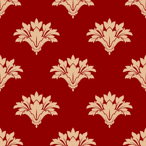 红色和米色相间的花无缝模式 — 图库矢量图片