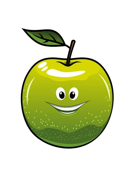 Healthy fresh green cartoon apple — Stock Vector