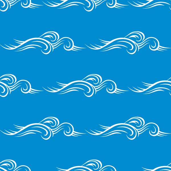 Seamless blue curling wave pattern — Stock Vector