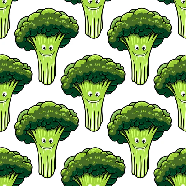 Heureux motif de brocoli sain sans couture — Image vectorielle