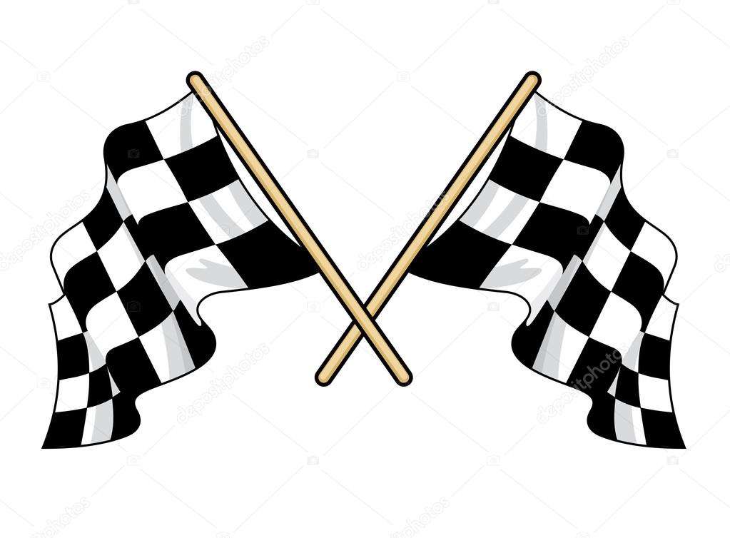 Crossed waving motor sport flags