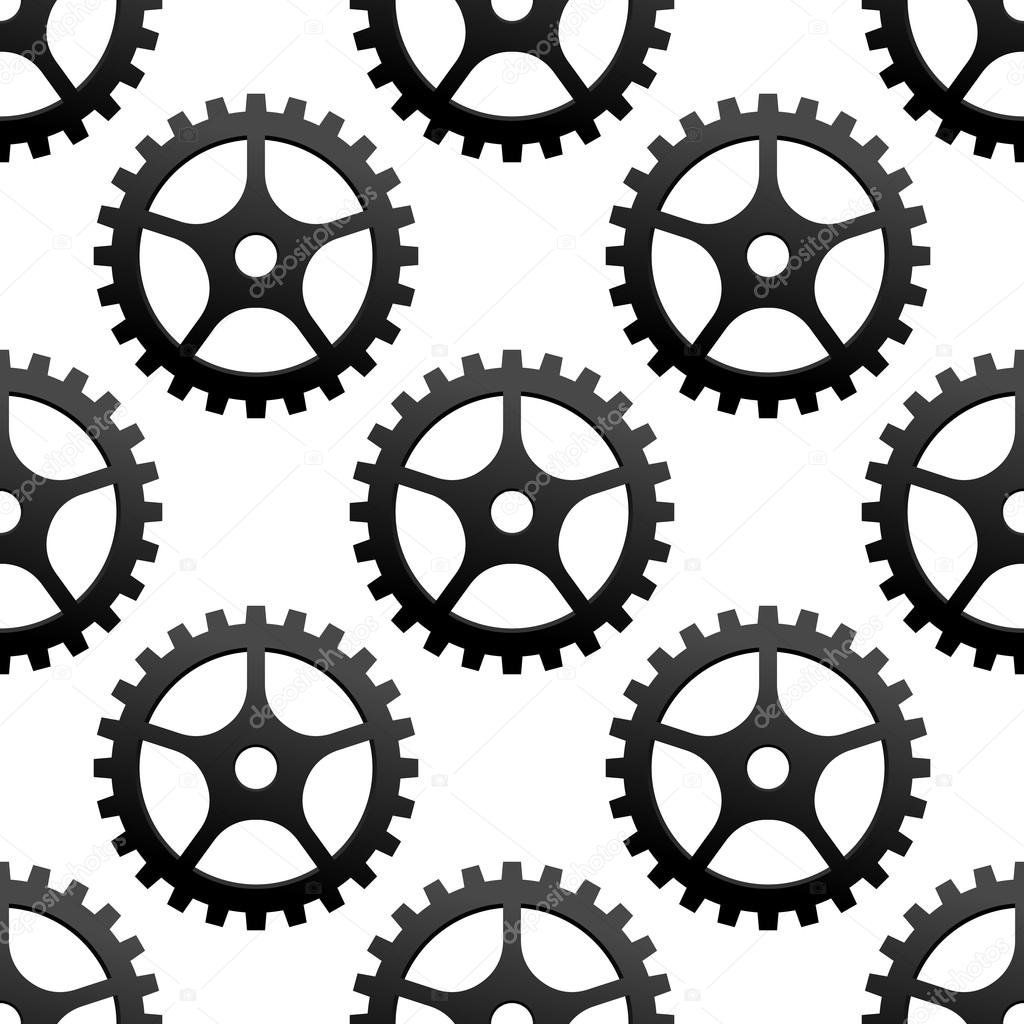 Seamless pattern of industrial gears or cog wheels