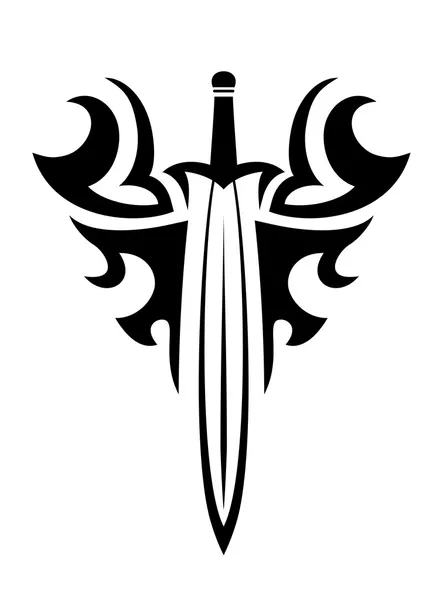 Tatuaje tribal con espada — Vector de stock