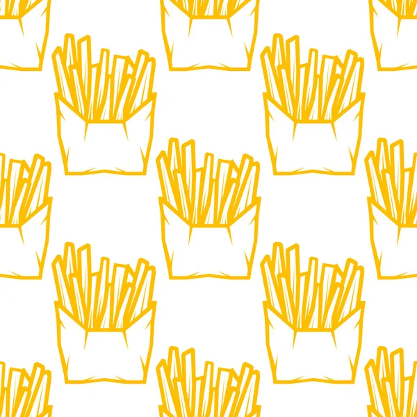 Seamless mönster av lådor med pommes frites — Stock vektor