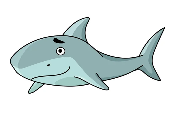Big smiling swimming shark — Stock Vector