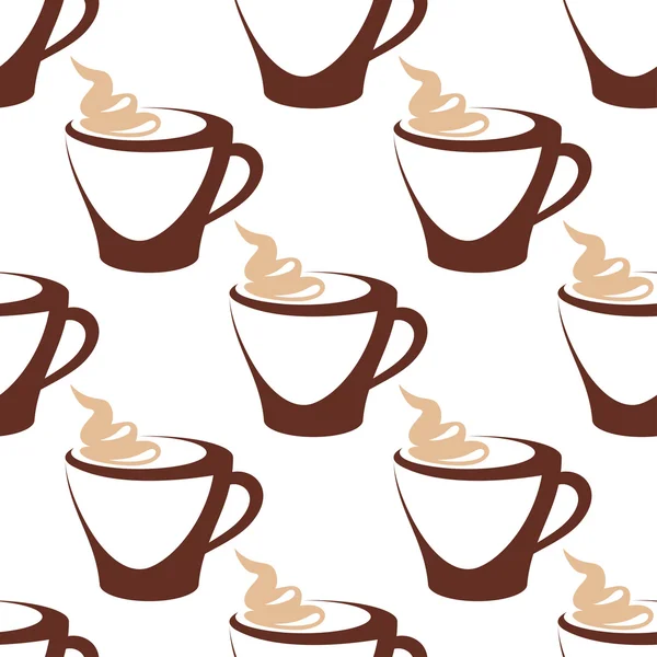 Taza de café con patrón sin costura crema — Vector de stock