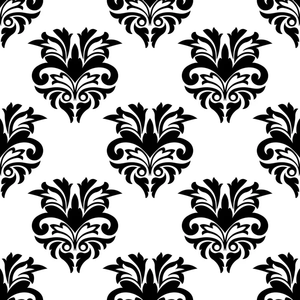 花のダマスク織スタイルのシームレスなパターン — ストックベクタ