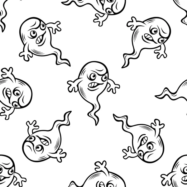 Nasty little Halloween ghost seamless pattern — Stock Vector